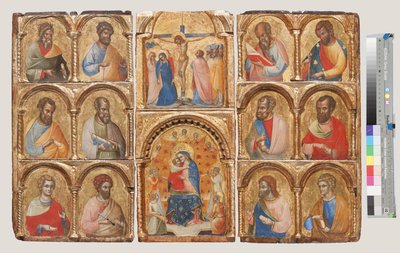 Madonna and Child with Angels, the Crucifixion, and Twelve Apostles or Saints, c.1360 by Lorenzo Veneziano
